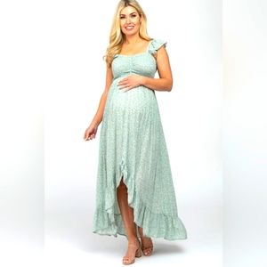 Woman's maternity dress by Pink Blush Maternity, size medium, sage green.